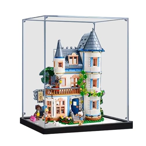 HCAEIOFJ Transparente Acryl-Vitrine für Lego Friends 42638, anwendbar für Schloss Bett und Frühstück, Hotel, Spielset, Schaukasten, Geschenk (nur Vitrine) (Spiegel unten) von HCAEIOFJ