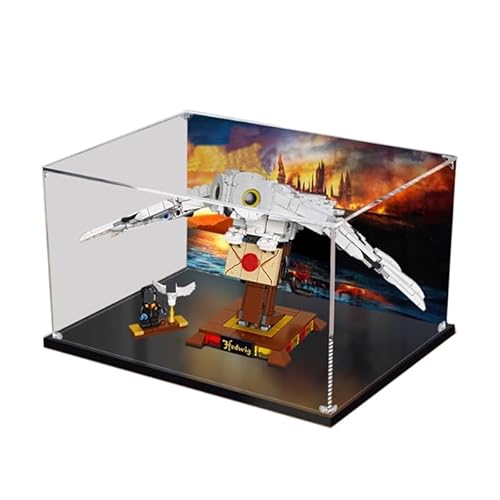 HCAEIOFJ Transparente Acryl-Vitrine für Lego HP 75979, anwendbar für Hedwig entworfene Displaybox, Geschenk (nur Vitrine) (schwarze Unterseite + Hintergrund) von HCAEIOFJ