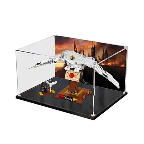 HCAEIOFJ Transparente Acryl-Vitrine für Lego HP 75979, anwendbar für Hedwig entworfene Displaybox, Geschenk (nur Vitrine) (schwarze Unterseite + Hintergrund2) von HCAEIOFJ