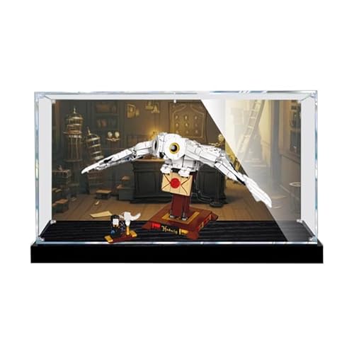 HCAEIOFJ Transparente Acryl-Vitrine für Lego HP 75979, anwendbar für Hedwig entworfene Displaybox, Geschenk (nur Vitrine) (schwarze Unterseite + Hintergrund3) von HCAEIOFJ