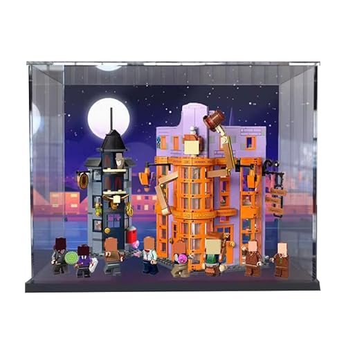 HCAEIOFJ Transparente Acryl-Vitrine für Lego HP 76422, anwendbar für Le Chemin de Traverse: Weasley, Farces pour Design-Displaybox, Geschenk (nur Vitrine) (schwarzer Boden + Hintergrund) von HCAEIOFJ