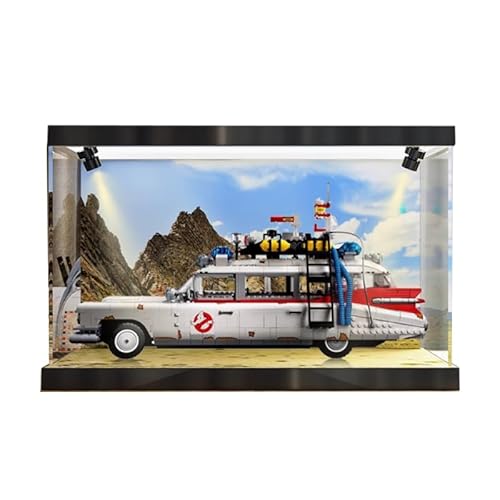 HCAEIOFJ Transparente Acryl-Vitrine für Lego Icons 10274, anwendbar für Ghostbusters ECTO-1 Auto-Displaybox, Geschenk (nur Vitrine) (Hintergrund + Oberlicht 2) von HCAEIOFJ