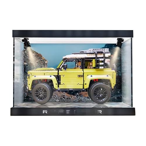 HCAEIOFJ Transparente Acryl-Vitrine für Lego Icons 10317, anwendbar für Land Rover Classic Defender 90, entworfene Displaybox, Geschenk (nur Vitrine) (Hintergrund + Oberlicht) von HCAEIOFJ