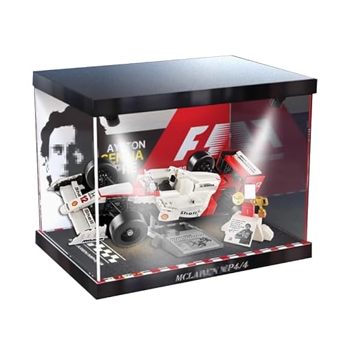 HCAEIOFJ Transparente Acryl-Vitrine für Lego-Icons 10330, anwendbar für Icons McLaren MP4/4 & Ayrton Senna F1 Rennwagen, entworfene Displaybox, Geschenk (nur Vitrine) (Hintergrund + Oberlicht) von HCAEIOFJ