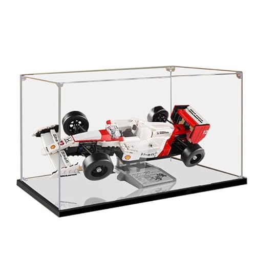 HCAEIOFJ Transparente Acryl-Vitrine für Lego-Icons 10330, anwendbar für Icons McLaren MP4/4 & Ayrton Senna F1 Rennwagen, entworfene Displaybox, Geschenk (nur Vitrine) (Spiegel unten) von HCAEIOFJ