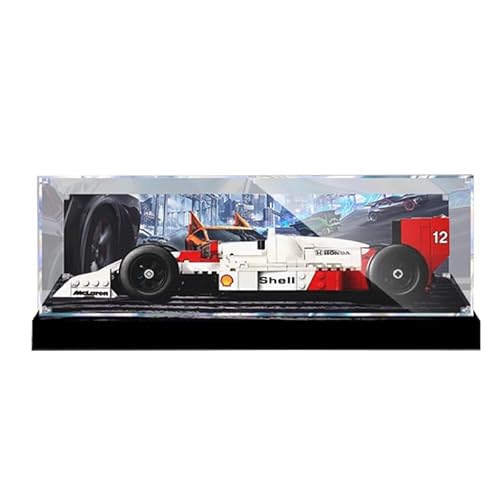 HCAEIOFJ Transparente Acryl-Vitrine für Lego Icons 10330, anwendbar für McLaren MP4/4 & Ayrton Senna Fahrzeug, entworfene Displaybox, Geschenk (nur Vitrine) (schwarzer Boden + Hintergrund) von HCAEIOFJ