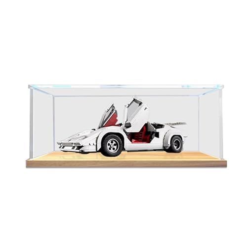 HCAEIOFJ Transparente Acryl-Vitrine für Lego-Icons 10337, anwendbar für Lamborgiini-Sportwagen, entworfene Displaybox, Geschenk (nur Vitrine) (Holzunterseite) von HCAEIOFJ