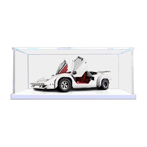 HCAEIOFJ Transparente Acryl-Vitrine für Lego-Icons 10337, anwendbar für Lamborgiini-Sportwagen, entworfene Displaybox, Geschenk (nur Vitrine) (weiße Unterseite) von HCAEIOFJ