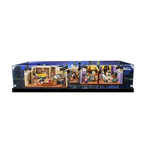 HCAEIOFJ Transparente Acryl-Vitrine für Lego Ideas 10292, anwendbar für Freunde, Wohnung, entworfene Displaybox, Geschenk (nur Vitrine) (schwarze Unterseite + Hintergrund 1) von HCAEIOFJ