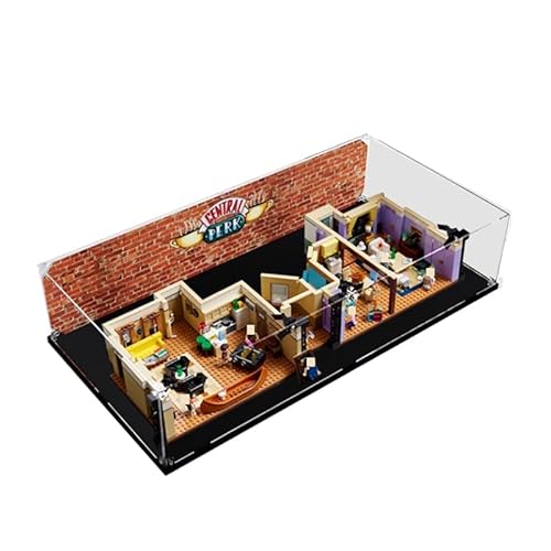 HCAEIOFJ Transparente Acryl-Vitrine für Lego Ideas 10292, anwendbar für Freunde, Wohnung, entworfene Displaybox, Geschenk (nur Vitrine) (schwarze Unterseite + Hintergrund1) von HCAEIOFJ