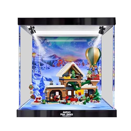 HCAEIOFJ Transparente Acryl-Vitrine für Lego Ideas 10339, anwendbar für die Postbox des Weihnachtsmanns, Geschenk (nur Vitrine) (Hintergrund + Scheinwerfer) von HCAEIOFJ