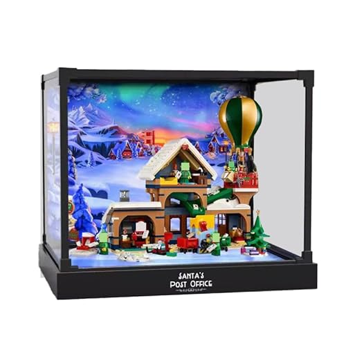 HCAEIOFJ Transparente Acryl-Vitrine für Lego Ideas 10339, anwendbar für die Postbox des Weihnachtsmanns, Geschenk (nur Vitrine) (schwarze Legierung + Hintergrund) von HCAEIOFJ