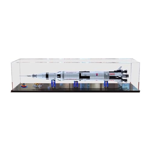 HCAEIOFJ Transparente Acryl-Vitrine für Lego Ideas 21309, anwendbar für Nasa Apollo Saturn V Set, Schaukasten, Geschenk (nur Vitrine) (schwarze Unterseite) von HCAEIOFJ