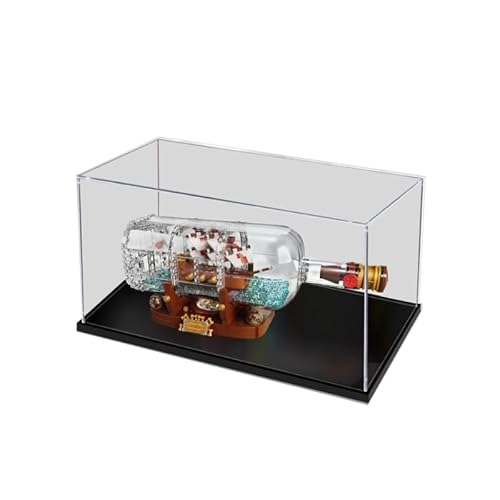 HCAEIOFJ Transparente Acryl-Vitrine für Lego Ideas 21313, anwendbar für den Versand in einer Flasche, Displaybox, Geschenk (nur Vitrine) (schwarze Unterseite) von HCAEIOFJ