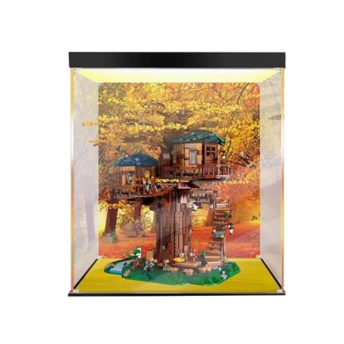 HCAEIOFJ Transparente Acryl-Vitrine für Lego Ideas 21318, anwendbar für Baumhaus-Schaukasten, Geschenk (nur Vitrine) (Herbst-Hintergrund + Licht) von HCAEIOFJ