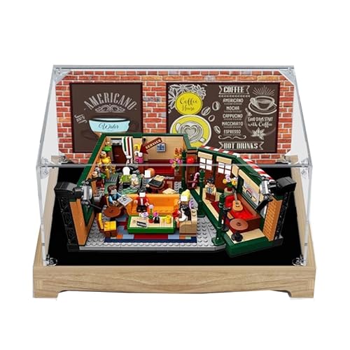 HCAEIOFJ Transparente Acryl-Vitrine für Lego Ideas 21319, anwendbar für Central Perk entworfene Displaybox, Geschenk (nur Vitrine) (Holzboden 2) von HCAEIOFJ