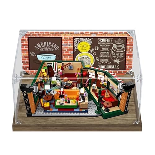 HCAEIOFJ Transparente Acryl-Vitrine für Lego Ideas 21319, anwendbar für Central Perk entworfene Displaybox, Geschenk (nur Vitrine) (Holzunterseite) von HCAEIOFJ