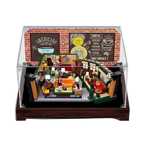 HCAEIOFJ Transparente Acryl-Vitrine für Lego Ideas 21319, anwendbar für Central Perk entworfene Displaybox, Geschenk (nur Vitrine) (Nussbaumboden) von HCAEIOFJ