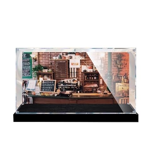 HCAEIOFJ Transparente Acryl-Vitrine für Lego Ideas 21319, anwendbar für Central Perk entworfene Displaybox, Geschenk (nur Vitrine) (schwarze Unterseite + Hintergrund) von HCAEIOFJ