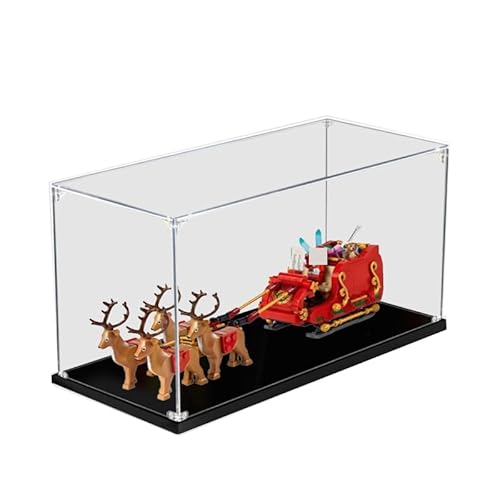 HCAEIOFJ Transparente Acryl-Vitrine für Lego Ideas 40499, anwendbar für den Schlitten des Weihnachtsmanns, Weihnachtsdesign, Geschenk (nur Vitrine) (schwarze Unterseite 1) von HCAEIOFJ