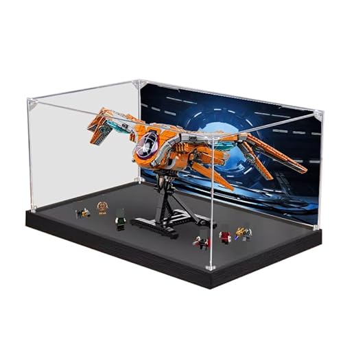 HCAEIOFJ Transparente Acryl-Vitrine für Lego Marve 76193, anwendbar für das Schiff der Wächter, große Displaybox, Geschenk (nur Vitrine) (schwarze Unterseite + Hintergrund 1) von HCAEIOFJ