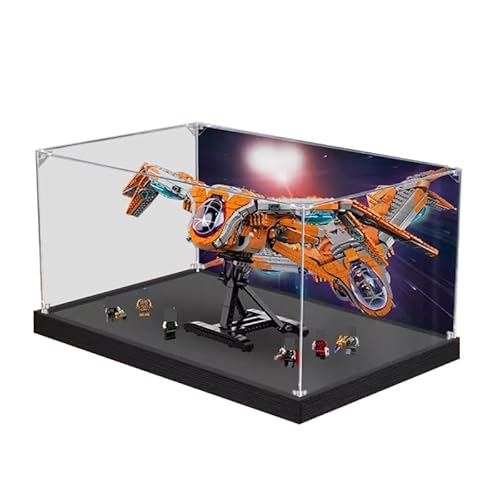 HCAEIOFJ Transparente Acryl-Vitrine für Lego Marve 76193, anwendbar für das Schiff der Wächter, große Displaybox, Geschenk (nur Vitrine) (schwarze Unterseite + Hintergrund 2) von HCAEIOFJ