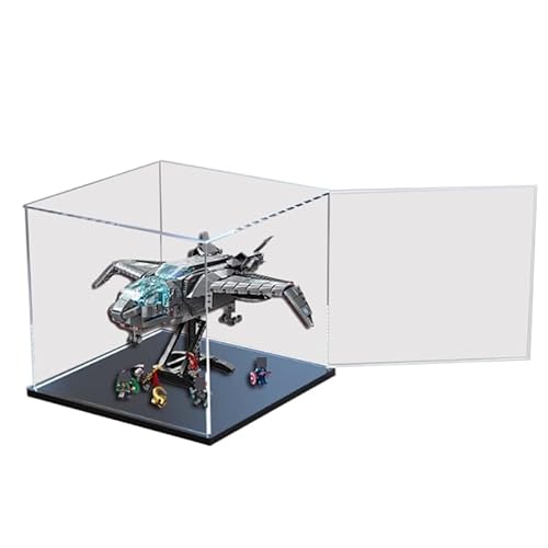 HCAEIOFJ Transparente Acryl-Vitrine für Lego Marve 76248, anwendbar für die Avengers Quinjet entworfene Displaybox, Geschenk (nur Vitrine) (schwarze Unterseite) von HCAEIOFJ