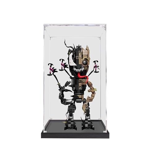 HCAEIOFJ Transparente Acryl-Vitrine für Lego Marve 76249, anwendbar für Venomized Groot entworfene Displaybox, Geschenk (nur Vitrine) (schwarze Unterseite) von HCAEIOFJ