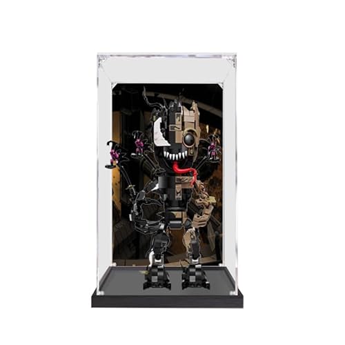 HCAEIOFJ Transparente Acryl-Vitrine für Lego Marve 76249, anwendbar für Venomized Groot entworfene Displaybox, Geschenk (nur Vitrine) (schwarze Unterseite + Hintergrund 1) von HCAEIOFJ