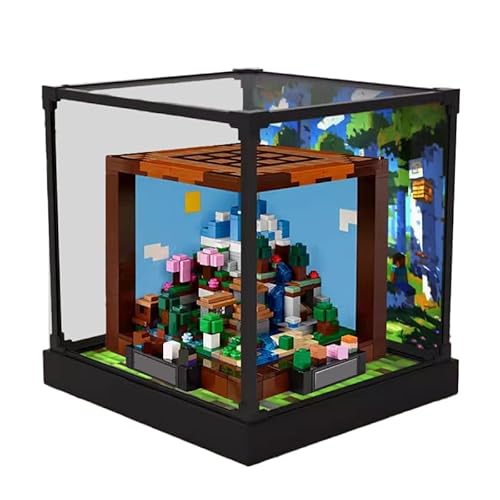 HCAEIOFJ Transparente Acryl-Vitrine für Lego Minecraft 21265, anwendbar für den Basteltisch, entworfene Displaybox, Geschenk (nur Vitrine) (Hintergrund + Rand aus Metalllegierung) von HCAEIOFJ