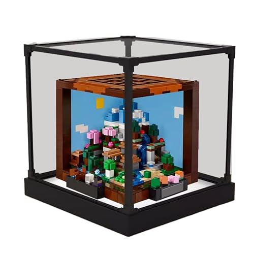 HCAEIOFJ Transparente Acryl-Vitrine für Lego Minecraft 21265, anwendbar für den Basteltisch, entworfene Displaybox, Geschenk (nur Vitrine) (schwarze Unterseite + Rand aus Metalllegierung) von HCAEIOFJ