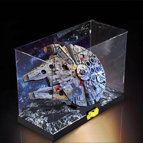 HCAEIOFJ Transparente Acryl-Vitrine für Lego SW 75192, anwendbar für Millennium Falcon entworfene Displaybox, Geschenk (nur Vitrine) (hoch unten + Hintergrund) von HCAEIOFJ