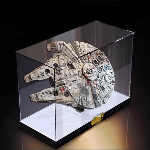 HCAEIOFJ Transparente Acryl-Vitrine für Lego SW 75192, anwendbar für Millennium Falcon entworfene Displaybox, Geschenk (nur Vitrine) (hohe schwarze Unterseite) von HCAEIOFJ