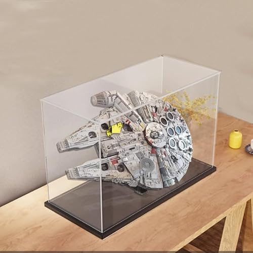 HCAEIOFJ Transparente Acryl-Vitrine für Lego SW 75192, anwendbar für Millennium Falcon entworfene Displaybox, Geschenk (nur Vitrine) (schwarze Unterseite) von HCAEIOFJ