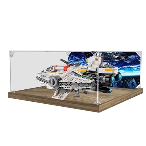 HCAEIOFJ Transparente Acryl-Vitrine für Lego SW 75357, anwendbar für Ghost & Phantom II Displaybox, Geschenk (nur Vitrine) (Holzboden + Hintergrund) von HCAEIOFJ