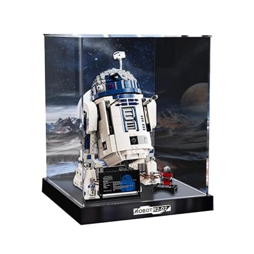 HCAEIOFJ Transparente Acryl-Vitrine für Lego SW 75379, anwendbar für R2-D2 Robet Car Display Box Geschenk (nur Vitrine) (hoch unten + Hintergrund) von HCAEIOFJ