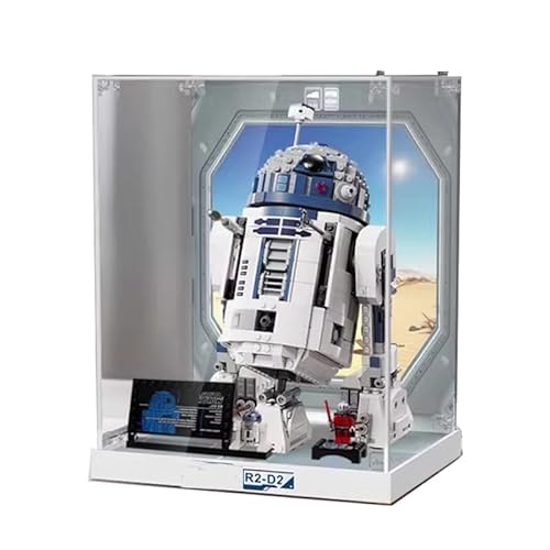 HCAEIOFJ Transparente Acryl-Vitrine für Lego SW 75379, anwendbar für R2-D2 Robet Car Display Box Geschenk (nur Vitrine) (weiße Unterseite 1) von HCAEIOFJ