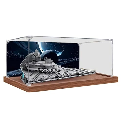 HCAEIOFJ Transparente Acryl-Vitrine für Lego SW 75394, anwendbar für imperiale Sternenzerstörer, entworfene Displaybox, Geschenk (nur Vitrine) (Holzboden + Hintergrund) von HCAEIOFJ