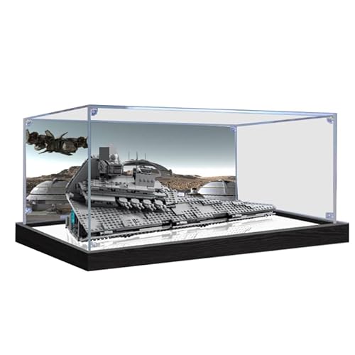 HCAEIOFJ Transparente Acryl-Vitrine für Lego SW 75394, anwendbar für imperiale Sternenzerstörer, entworfene Displaybox, Geschenk (nur Vitrine) (Spiegel unten + Hintergrund 2) von HCAEIOFJ