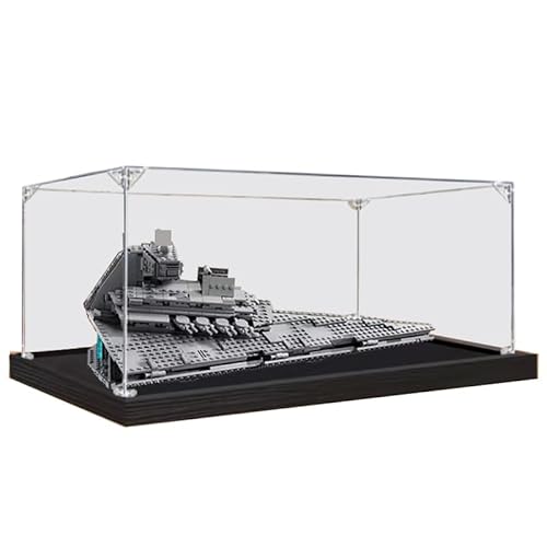 HCAEIOFJ Transparente Acryl-Vitrine für Lego SW 75394, anwendbar für imperiale Sternenzerstörer, entworfene Displaybox, Geschenk (nur Vitrine) (schwarzer Boden 2) von HCAEIOFJ