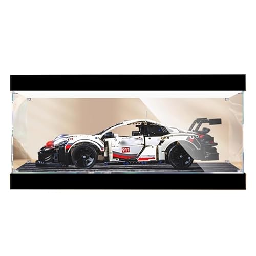 HCAEIOFJ Transparente Acryl-Vitrine für Lego Technic 42096, anwendbar für Porsche 911 RSR Rennwagen-Schaukasten, Geschenk (nur Vitrine) (schwarz unten + oberes Licht) von HCAEIOFJ