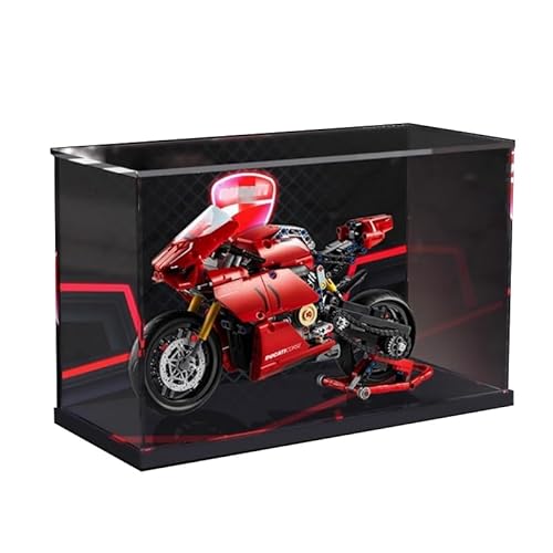 HCAEIOFJ Transparente Acryl-Vitrine für Lego Technic 42107 Ducati Panigale V4 R Motorrad, schwarze Unterseite + Hintergrund 1 von HCAEIOFJ