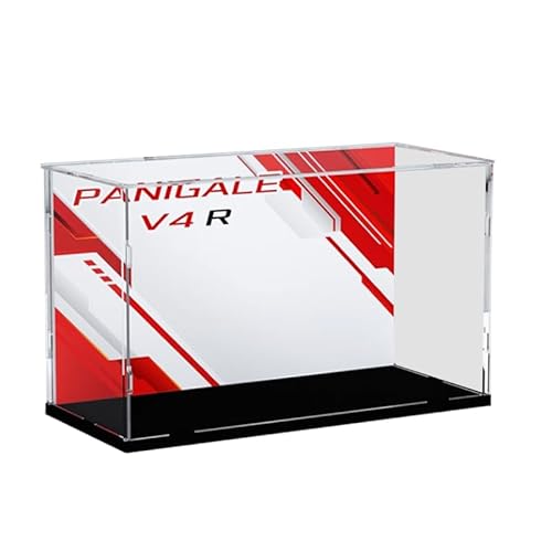 HCAEIOFJ Transparente Acryl-Vitrine für Lego Technic 42107, anwendbar für Ducati Panigale V4 R Motorrad, Displaybox, Geschenk (nur Vitrine) (schwarze Unterseite 1) von HCAEIOFJ