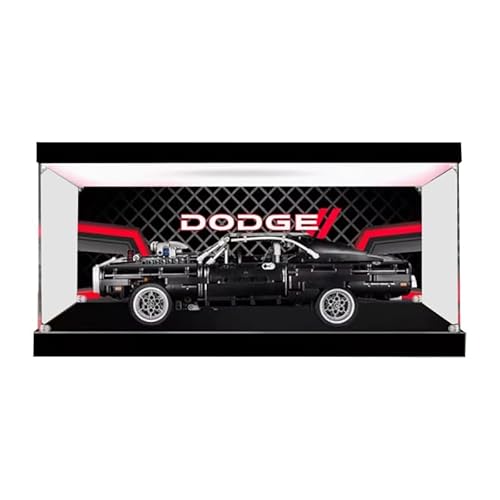 HCAEIOFJ Transparente Acryl-Vitrine für Lego Technic 42111, anwendbar für La Dodge Charger de Dom entworfene Displaybox, Geschenk (nur Vitrine) (Hintergrund + Oberlicht) von HCAEIOFJ