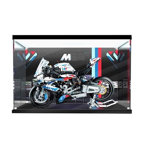 HCAEIOFJ Transparente Acryl-Vitrine für Lego Technic 42130, anwendbar für M 1000 RR Motorrad-Hubschrauber, entworfene Displaybox, Geschenk (nur Vitrine) (Hintergrund + Oberlicht) von HCAEIOFJ