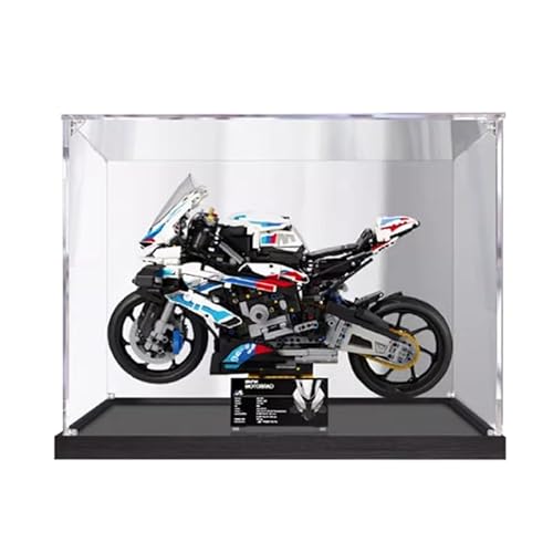 HCAEIOFJ Transparente Acryl-Vitrine für Lego Technic 42130, anwendbar für M 1000 RR Motorrad-Hubschrauber, entworfene Displaybox, Geschenk (nur Vitrine) (schwarze Unterseite) von HCAEIOFJ