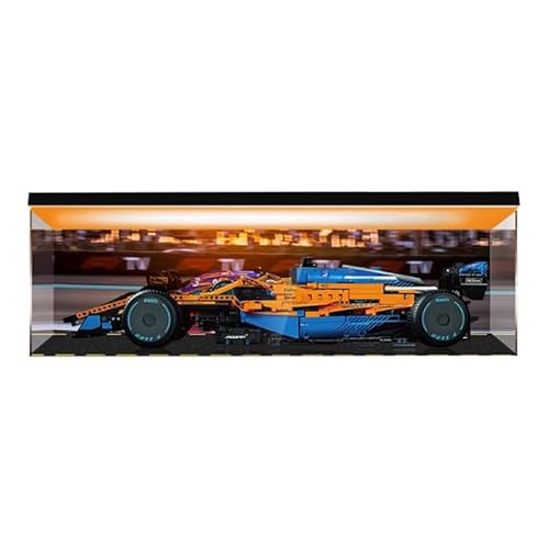 HCAEIOFJ Transparente Acryl-Vitrine für Lego Technic 42141, anwendbar für McLaren Formel 1 entworfene Displaybox, Geschenk (nur Vitrine) (Hintergrund + Oberlicht) von HCAEIOFJ