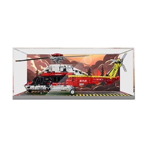 HCAEIOFJ Transparente Acryl-Vitrine für Lego Technic 42145, anwendbar für Airbus H175 Rettungshubschrauber, entworfene Displaybox, Geschenk (nur Vitrine) (Design-Box 2) von HCAEIOFJ