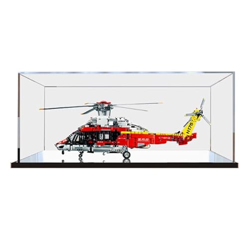 HCAEIOFJ Transparente Acryl-Vitrine für Lego Technic 42145, anwendbar für Airbus H175 Rettungshubschrauber, entworfene Displaybox, Geschenk (nur Vitrine) (Spiegel unten) von HCAEIOFJ