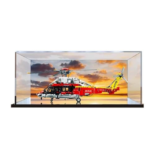 HCAEIOFJ Transparente Acryl-Vitrine für Lego Technic 42145, anwendbar für Airbus H175 Rettungshubschrauber, entworfene Displaybox, Geschenk (nur Vitrine) (Spiegel unten + Hintergrund) von HCAEIOFJ